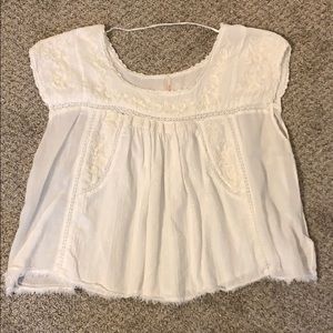 Free People White Embroidered Top